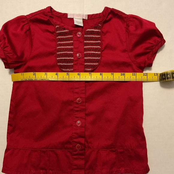 Janie and Jack Girls Button Up Shirt Red Short Sleeve - Picture 4 of 6